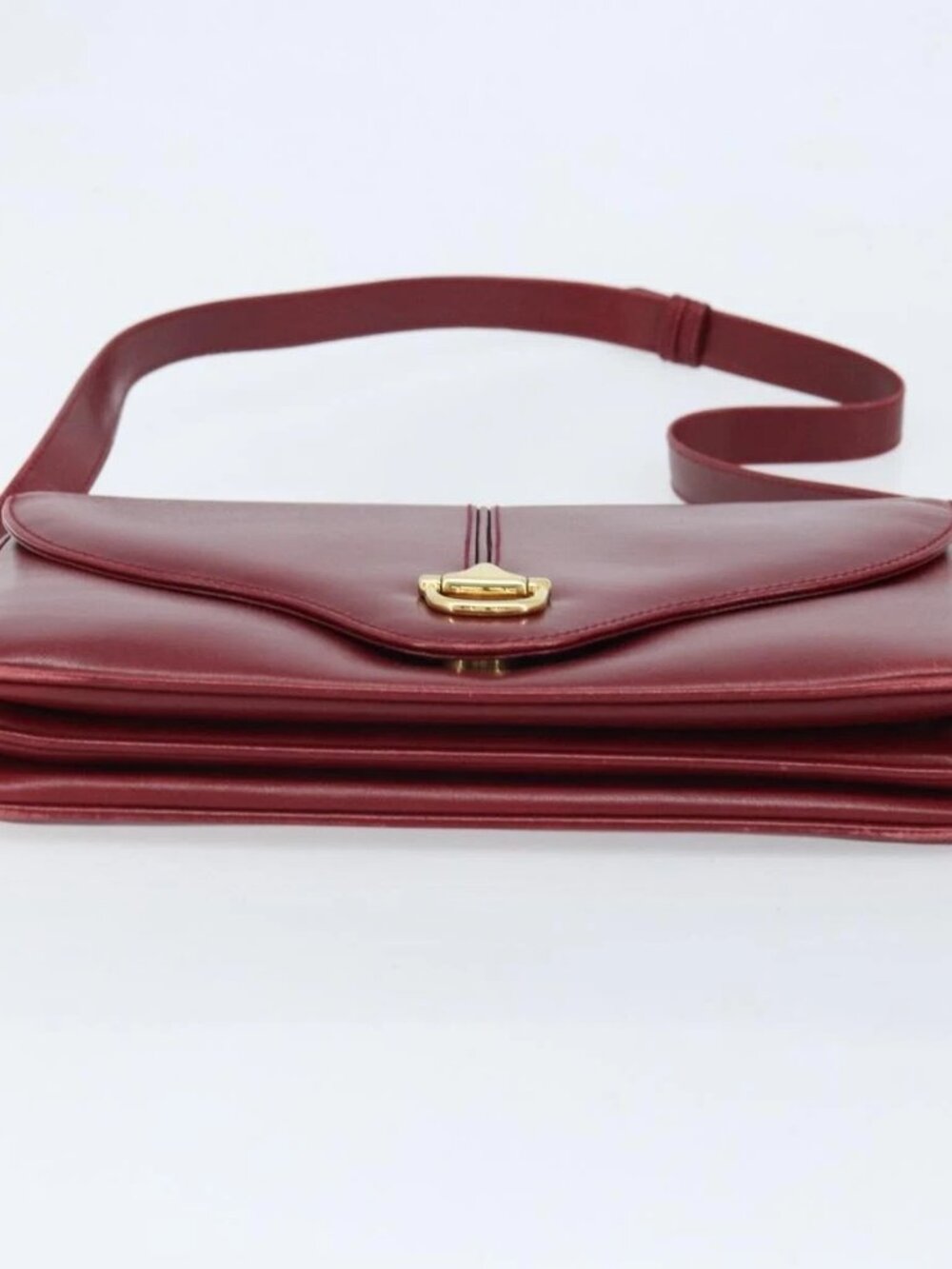 GUCCI Horsebit Shoulder Bag Leather Red Gold Auth ep13642 - Picture 10 of 15